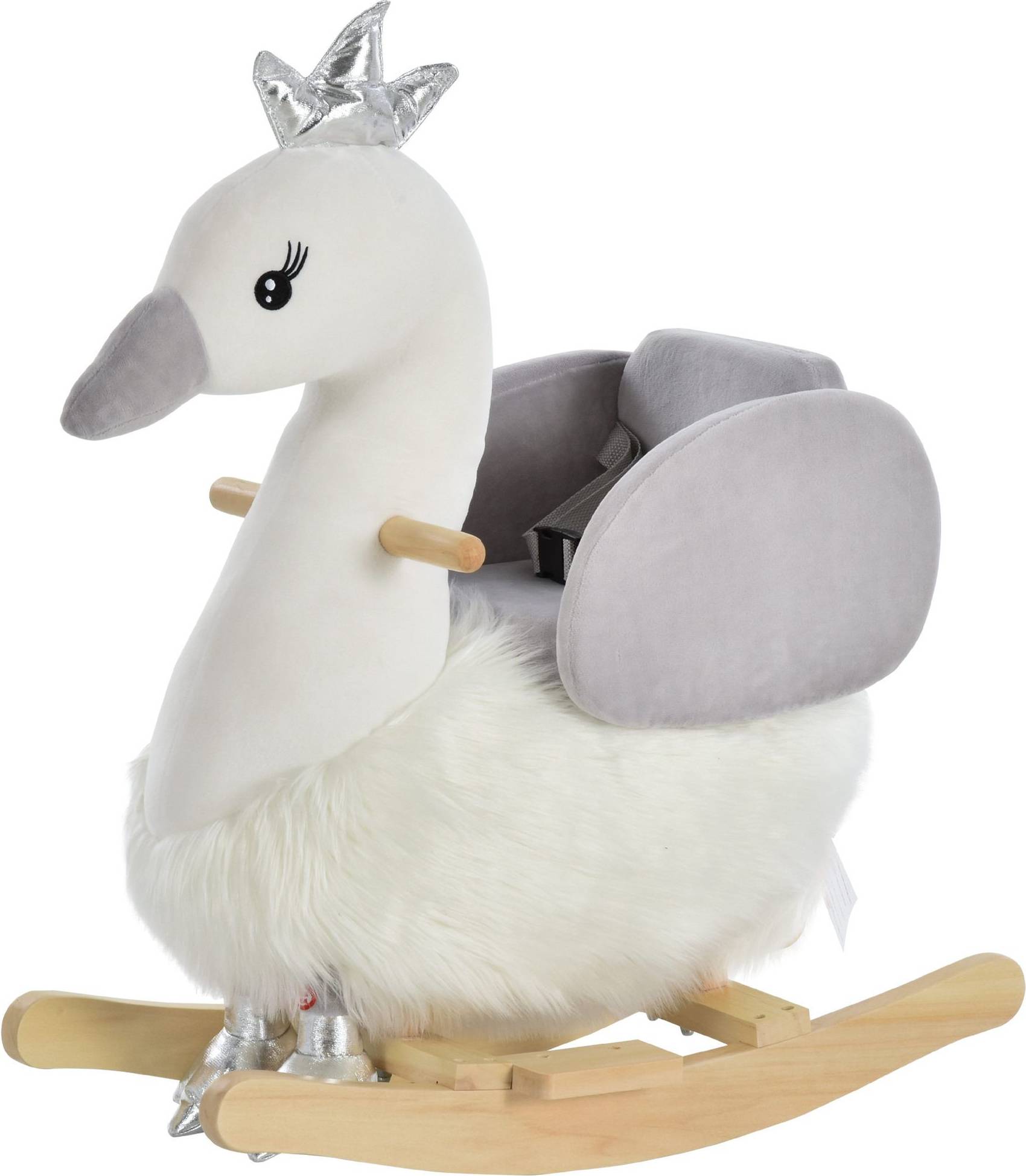 Homcom Kids Plush Ride-On Rocking Animal Swan