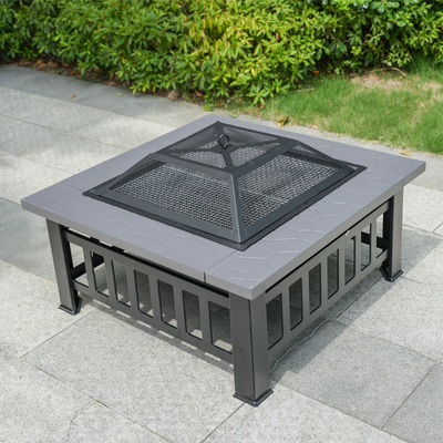 Wicker baskets Direct Wicker Outdoor Metal Rectangular Fire Pit 31.9 In L