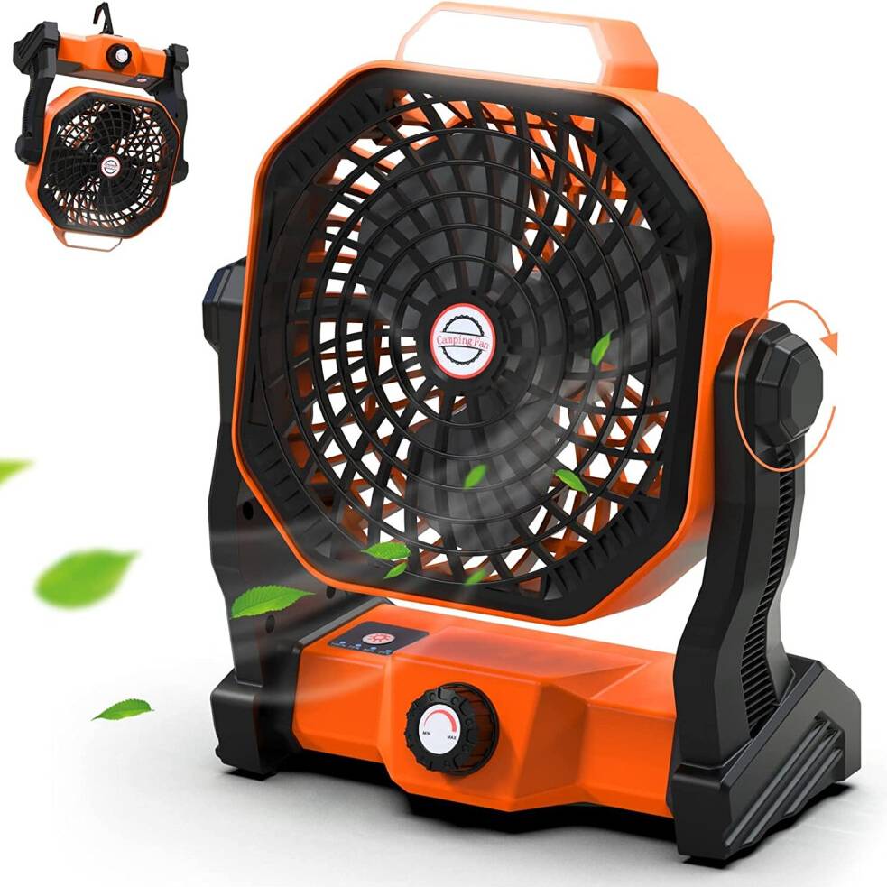 USB Rechargeable Camping Fan with LED Light