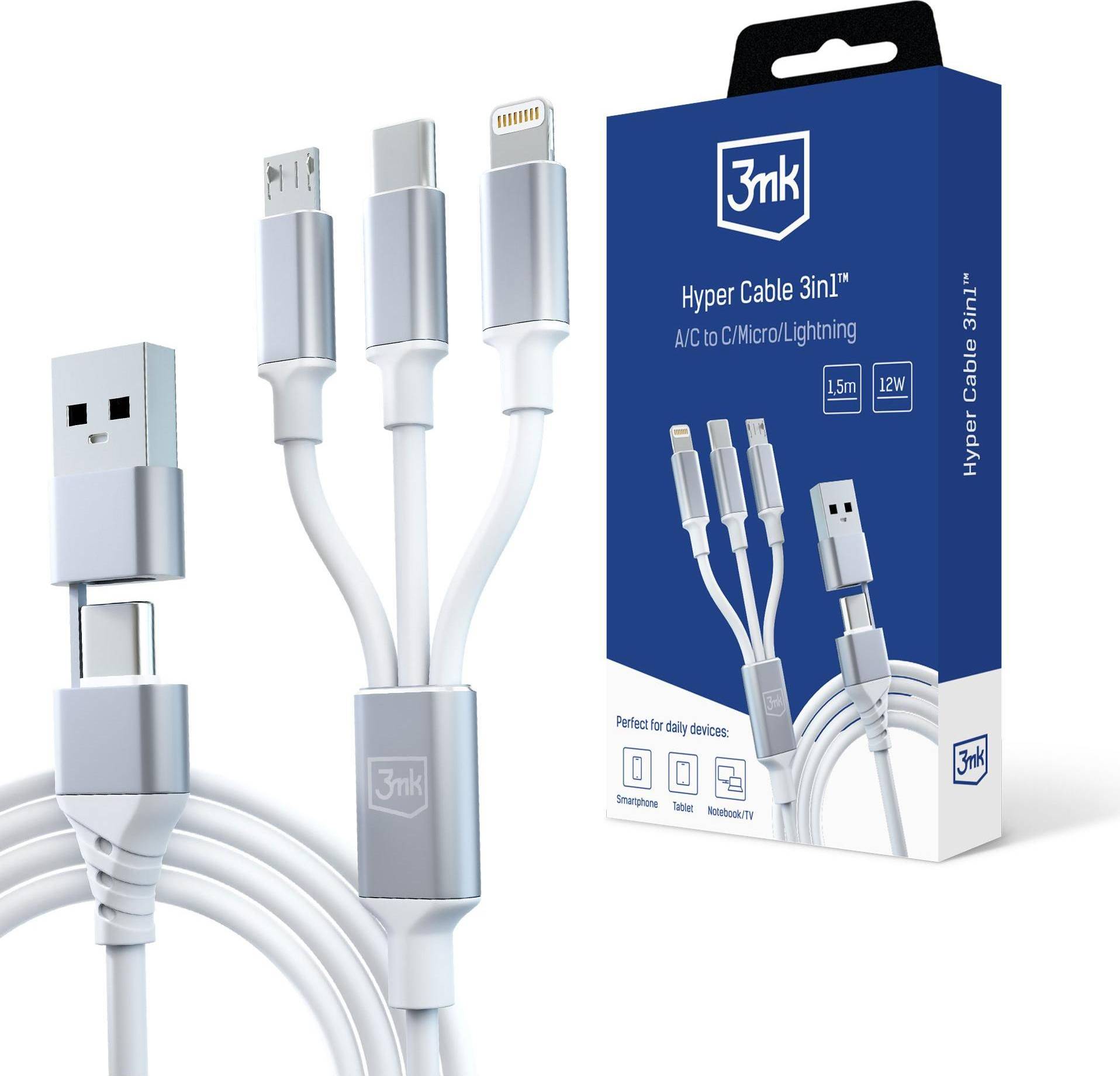 Cable USB Para Cargar Blanco Con Conector Mini USB