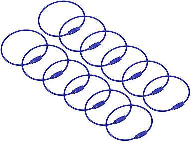 Uxcell Cable Key Rings 6-Inch Wire Keychain Twist Loops - Blue