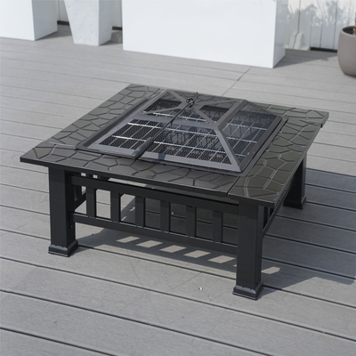 Wicker baskets Direct Wicker Outdoor Metal Rectangular Fire Pit 31.9 In L