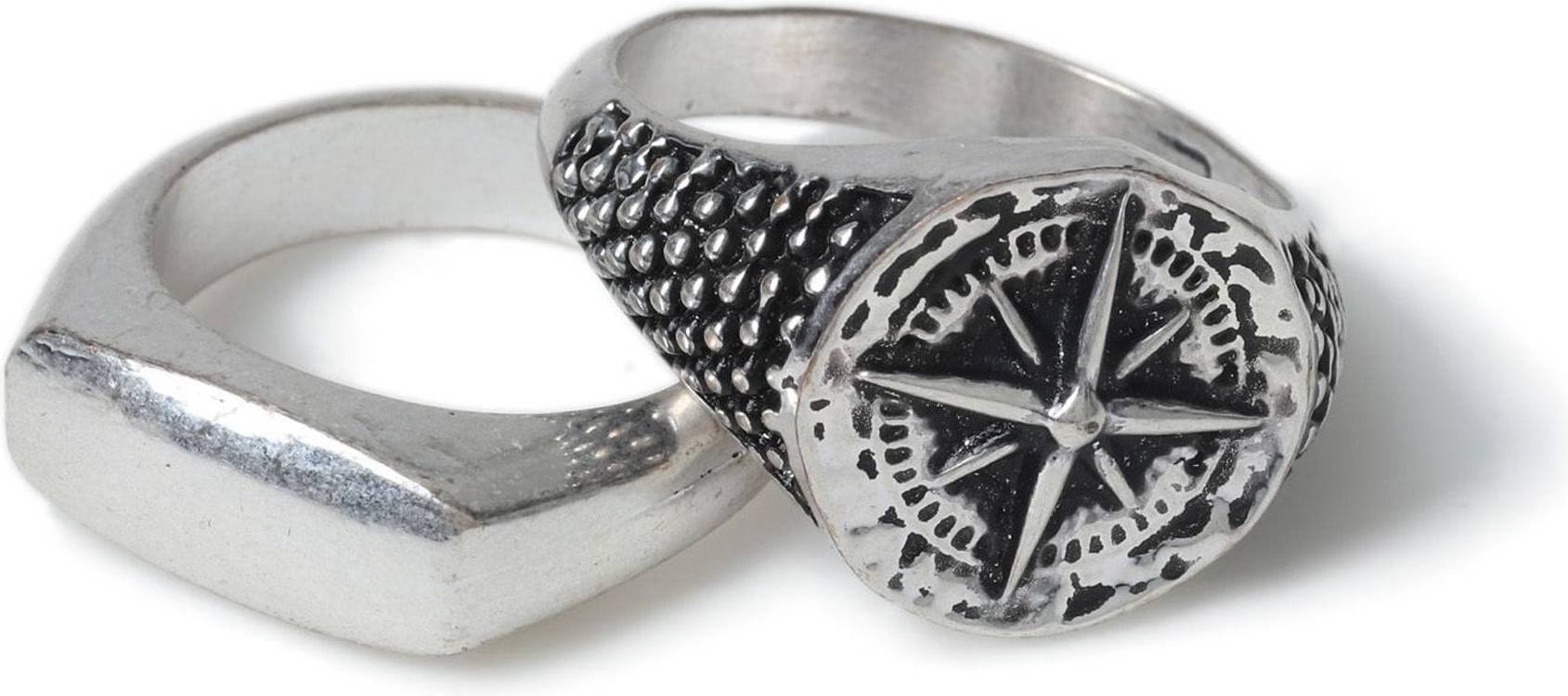 Silver Tone Antique Compass Rings 2 Pack