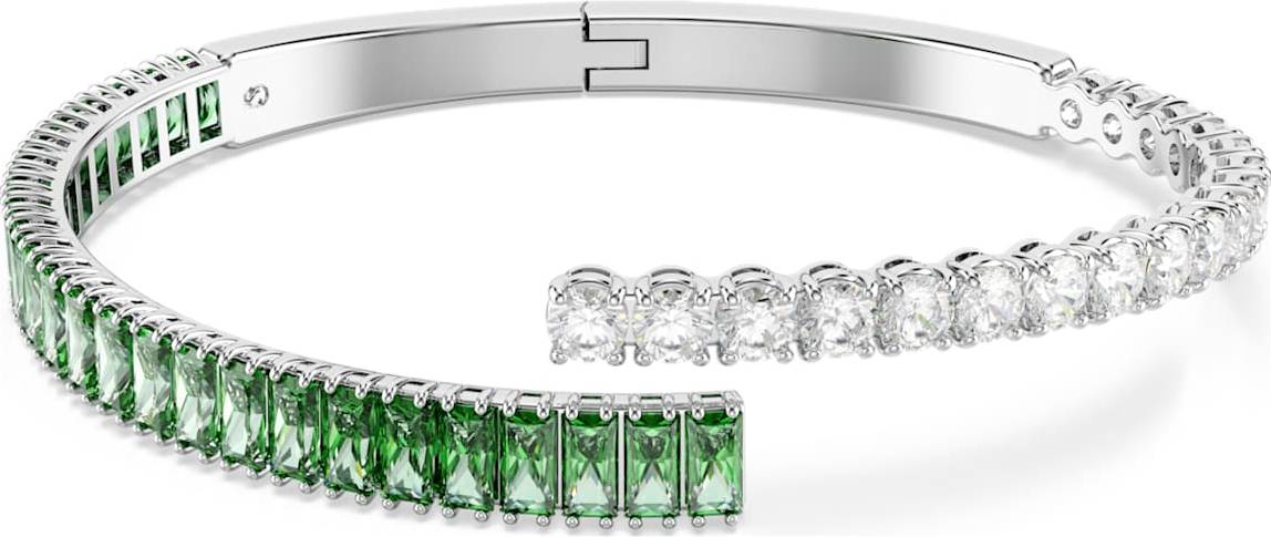 Swarovski Matrix Bangle Mixed Cuts Rhodium Plated - Green