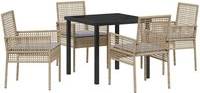 vidaXL 5 Delars Trädgårdsmöbel Set Beige Poly Rattan Matgrupp