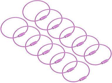 Uxcell Cable Key Rings 6-Inch Wire Keychain Twist Loops - Purple
