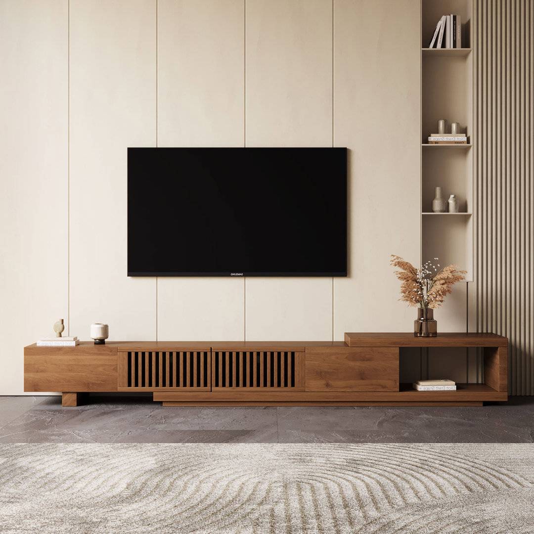 Tv 85 Ebern Designs Mid-Century Extendable Unit Retro Stretch Design 85" TV Bench