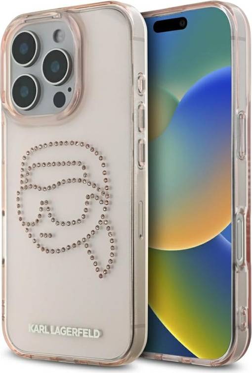 Karl Lagerfeld iPhone 16 Pro Mobilskal Rhinestones Rosa