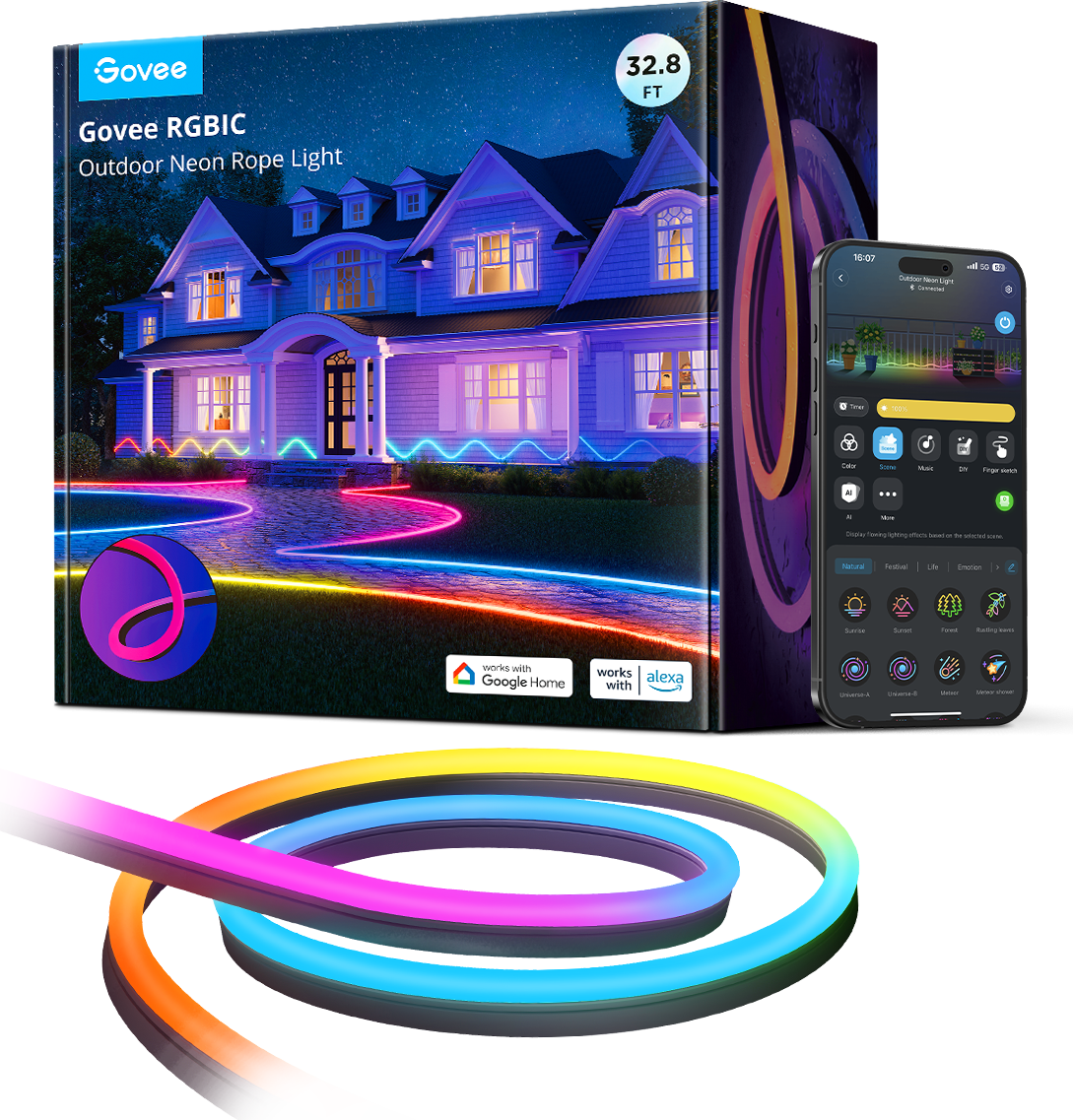 Govee led strip Govee RGBIC Outdoor Neon Rope 32.8ft Light Strip