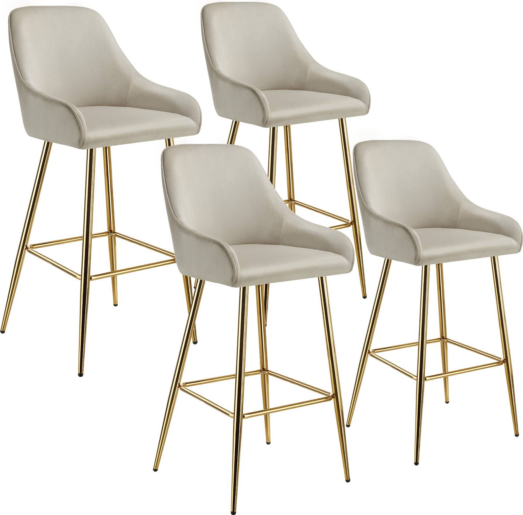tectake Avane With Backrest Velvet Look Set Bar Stool