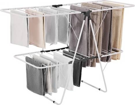 VEVOR 2-Tier Foldable Clothes Drying Rack With Sock Clips 31 Dry Rods - White