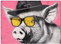 Warren Reed Pig In A Hat And Glasses Multi One Size Chopping Board