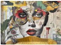 Warren Reed Abstract Face Behind Sofa Multi One Size Chopping Board