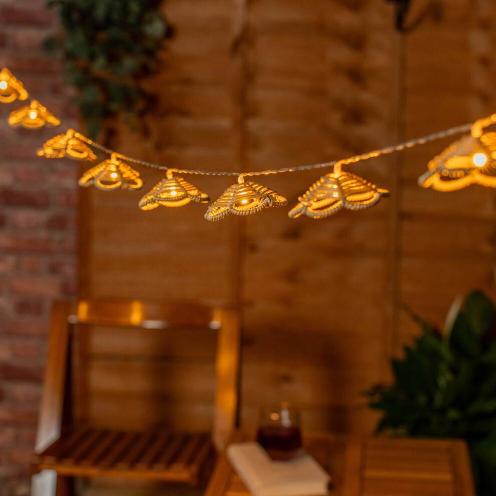 ValueLights Rattan Flower Battery Operated Outdoor Lights 10 pcs String Light