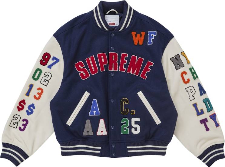 Praises Varsity Jacket - Navy Blue
