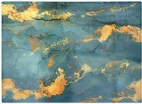 Warren Reed Gold And Azure Marble Effect Blue One Size Chopping Board
