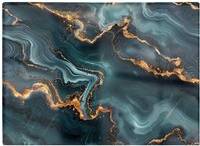 Warren Reed Gold Blue Marble Effect One Size Chopping Board 40cm