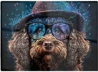 Warren Reed Labradoodle Dog With Glasses Splashart One Size Chopping Board