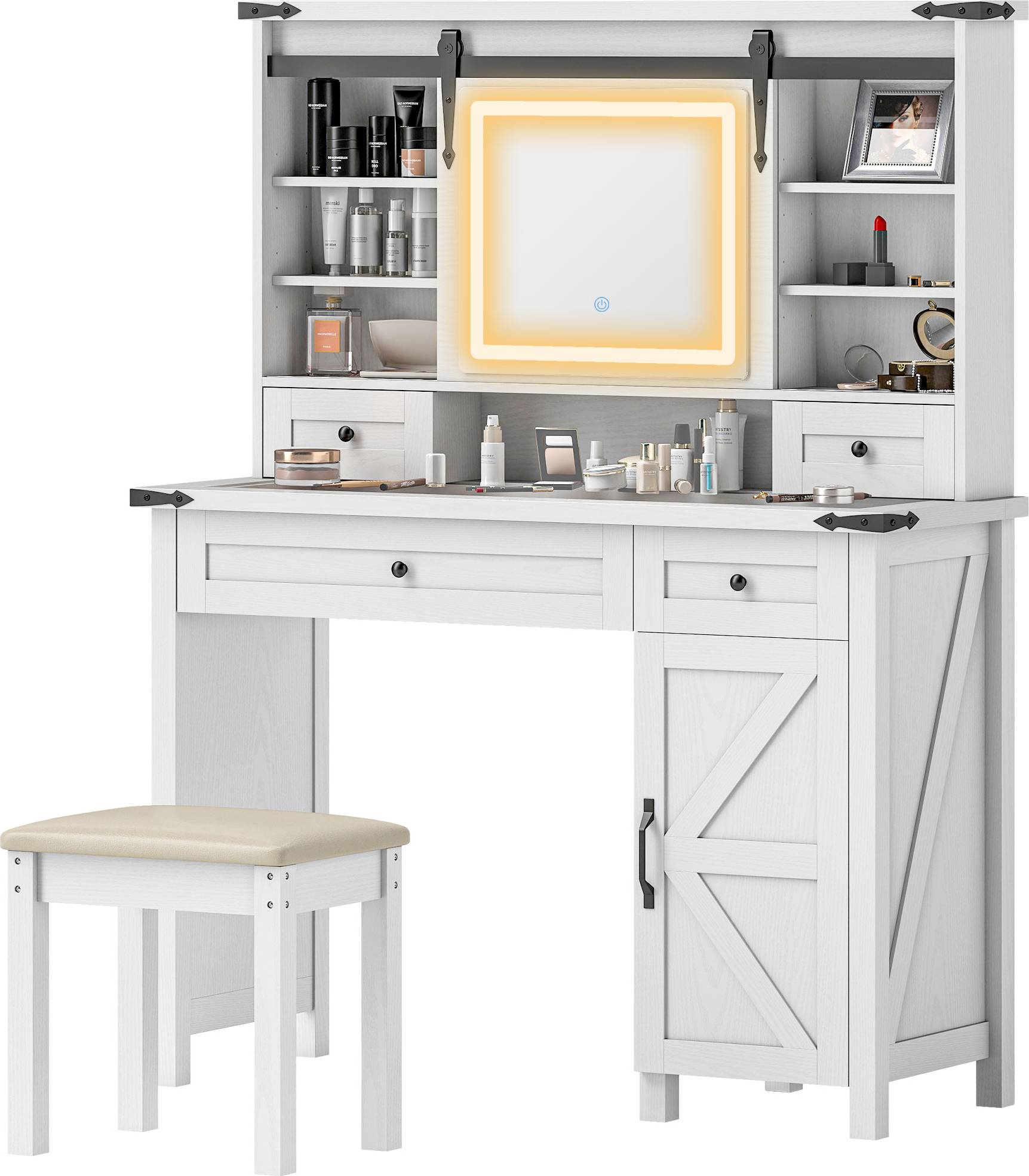 Vanity set with mirror and lights Homcom Vanity Desk Set With Mirror And Lights Dressing Table