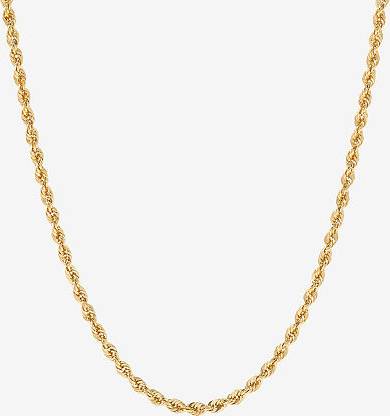 Solid gold chain 14K Gold Semi-Solid Sparkle Rope Chain Necklace