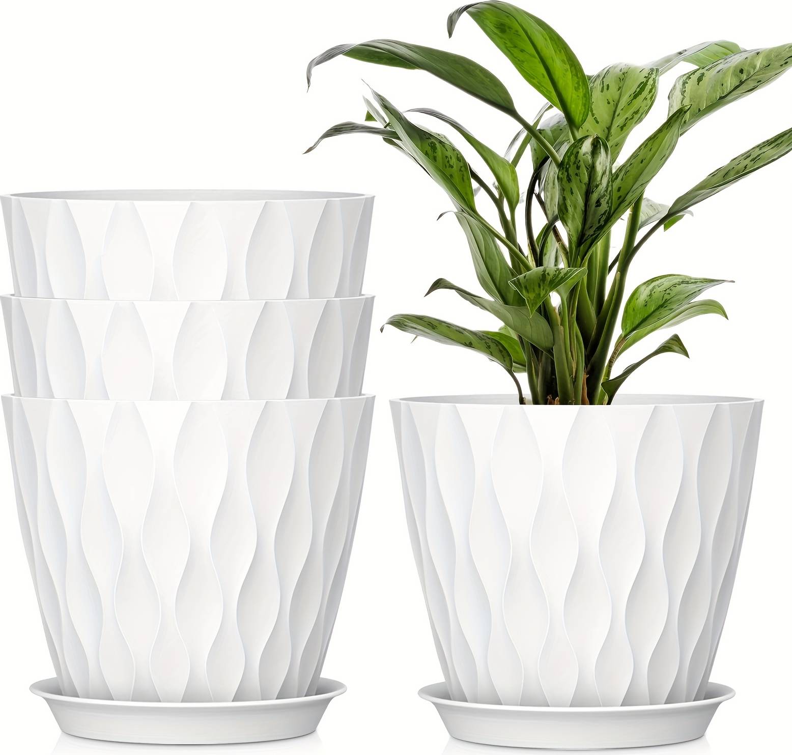 Temu 8-Inch Set Of 4 Water Ripple Flower Pots