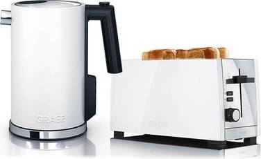 White Kettle 4 Slice Toaster Set