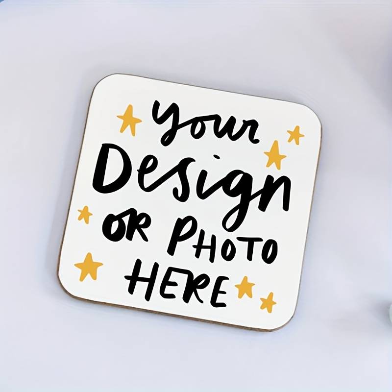 Temu Customizable Wooden Square Design Coaster