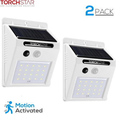 Torchstar 2 Pack LED Solar Powered Motion Sensor Lights Wall Light