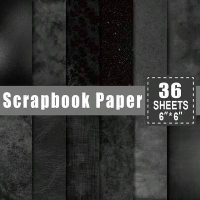 Shein 36pcs Black Scrapbook Paper 6x6 Inch