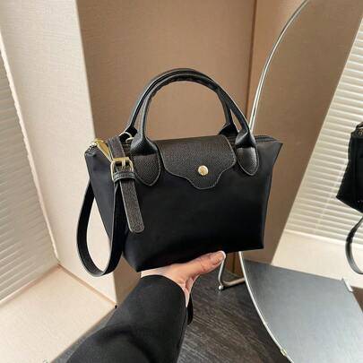 Shein Versatile Large Nylon Shoulder Bag - Solid Color