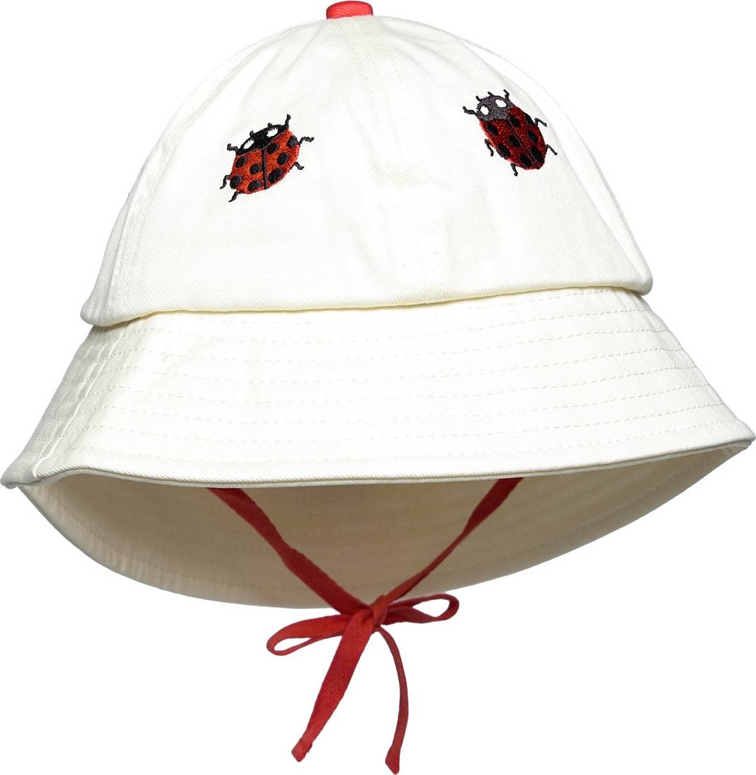 Mini Rodini Ladybug Emb Sun Hat - Vit