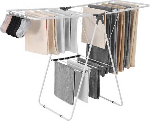 Clothes drying rack VEVOR Clothes 2-Tier Foldable Laundry Drying Rack White