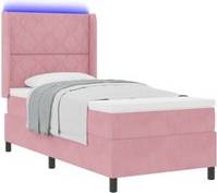 vidaXL Box Spring con Materasso e LED Rosa 90x190 cm Velluto Letto Continentale