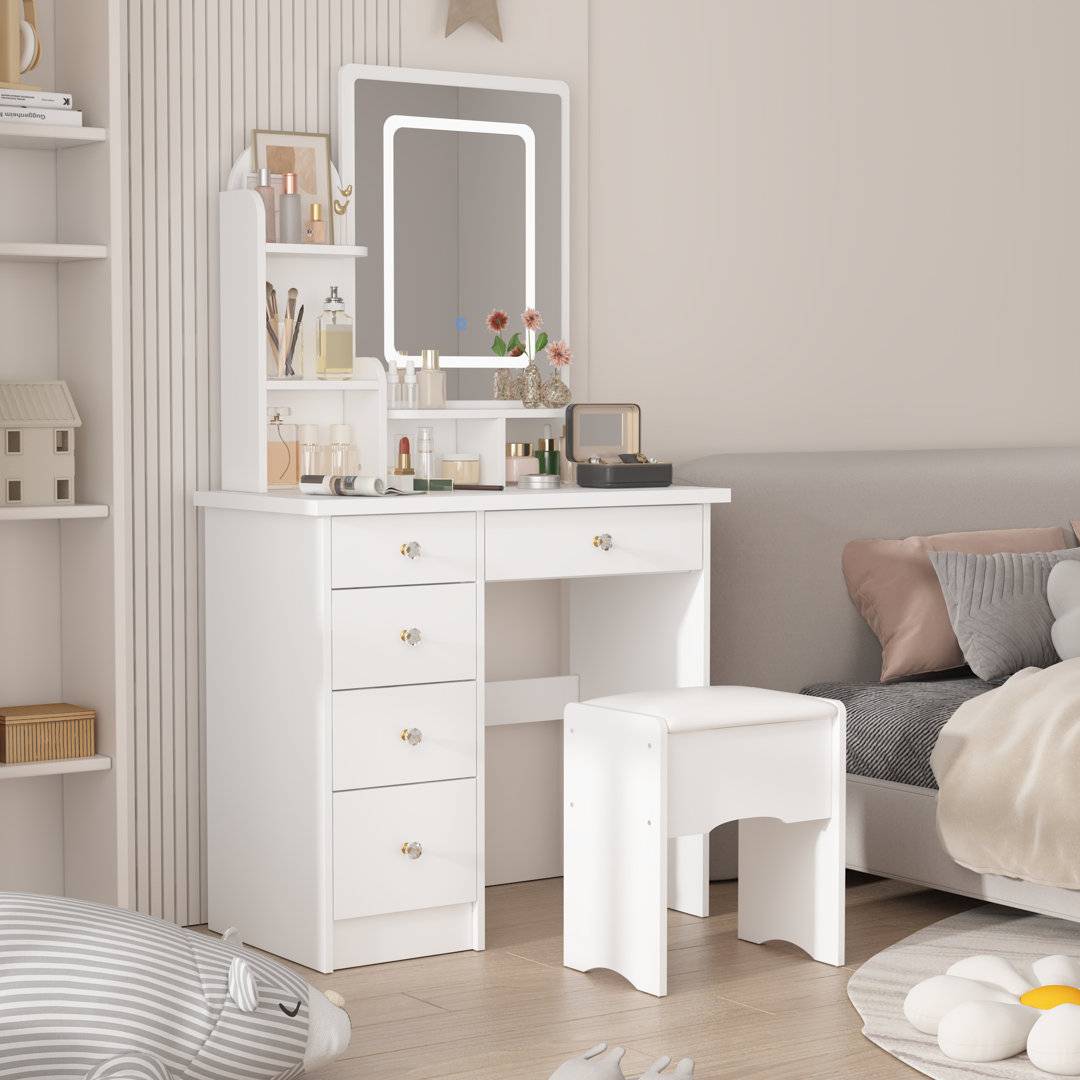 Vanity set Metro Lane Stool Set LED Lights Dressing Table