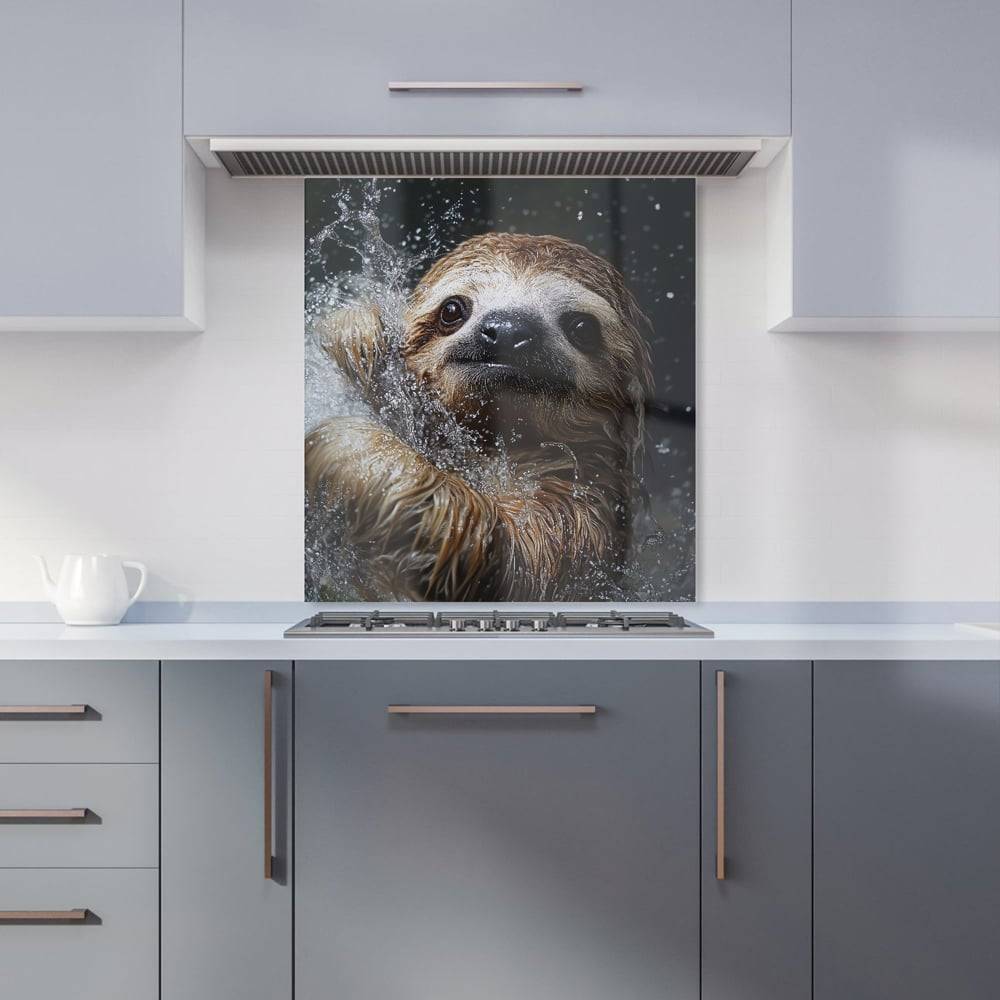 Warren Reed Gleeful Sloth Splashart Kitchen Splashback 65 x 60 cm Splash Guard
