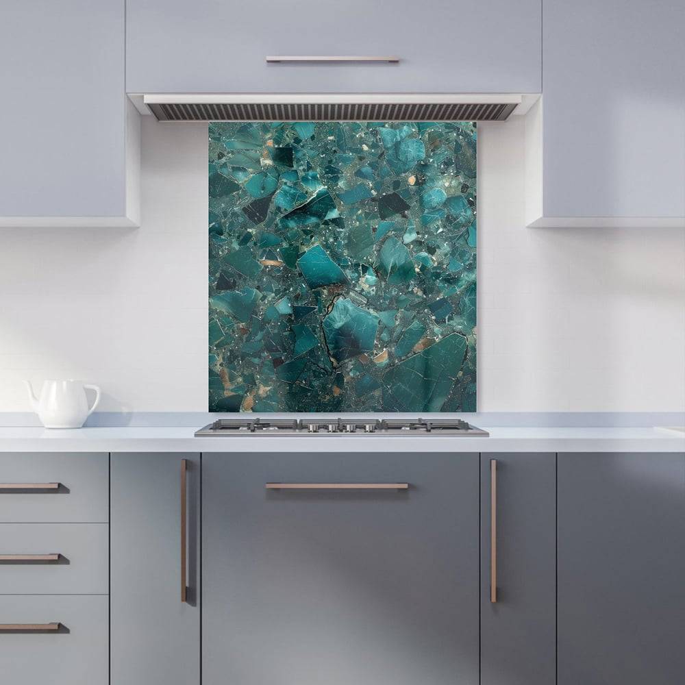 Warren Reed Teal Quartz Effect Glass Kitchen Splashback 65 x 60 cm Splash Guard