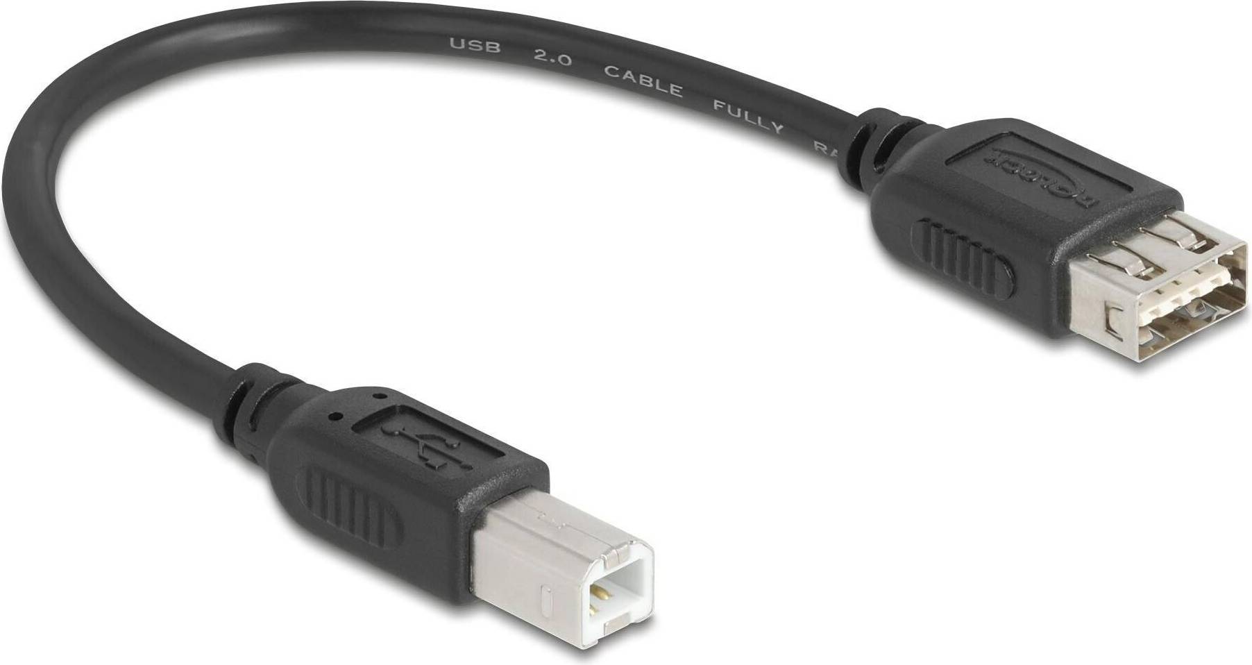 DeLock USB 2.0 USB Kabel 20cm Sort