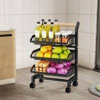 Living and Home 3-Tier Kitchen Cart Storage Rack Trolley Table