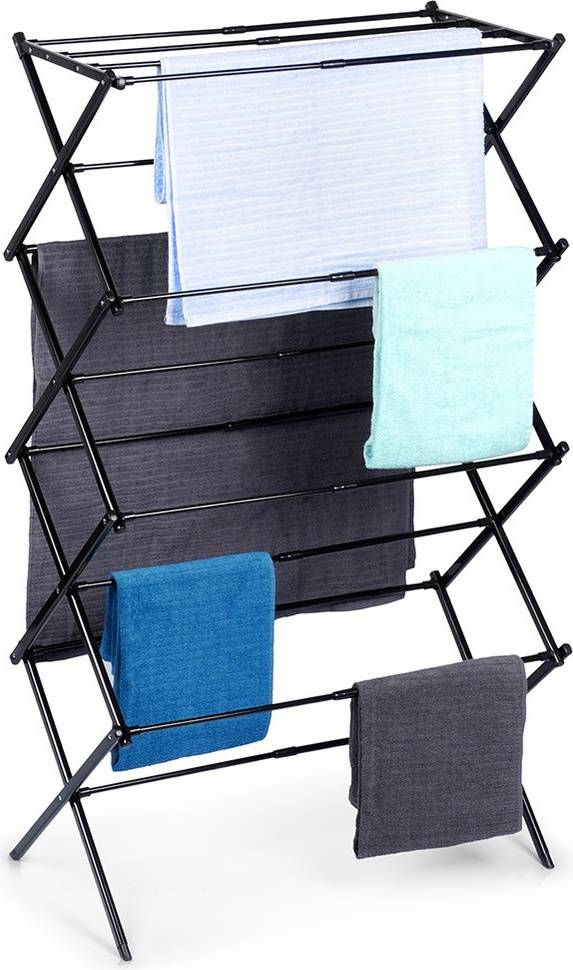 Vilde Metal Vertical Extendable Laundry Rack - Black
