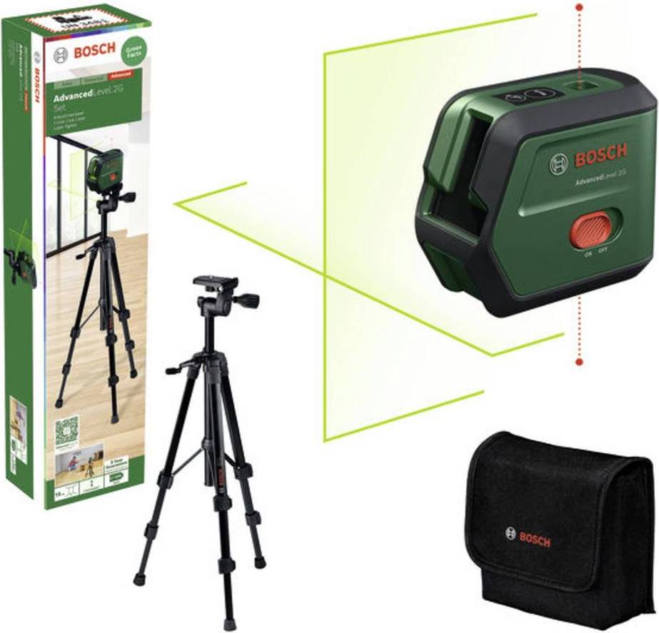 Bosch AdvancedLevel 2G Set Korslinjelaser Räckvidd 15 m