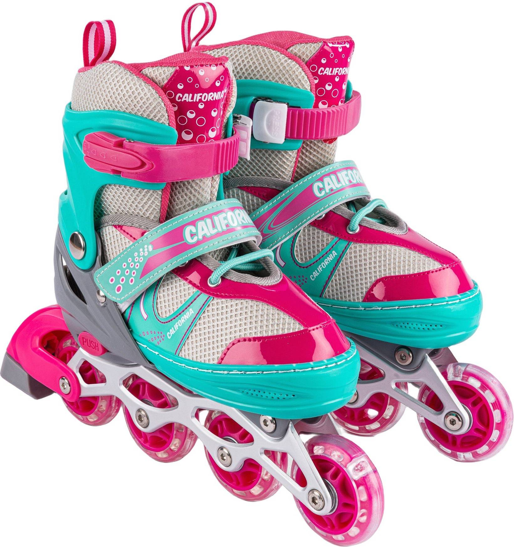 California Inline Alu Rulleskøjter - Pink/Turkis
