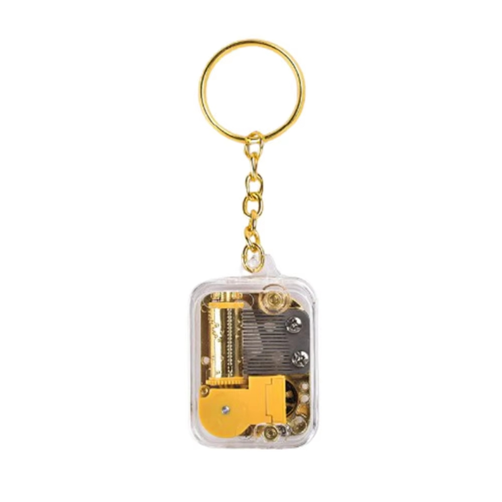 Music Keychain Mini Box Movement Key Ring - Jewelry Gold
