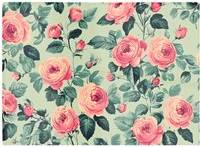 Warren Reed Sage Green Pink Roses One Size Chopping Board