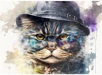 Warren Reed Rex Cat Splashart Multi One Size Chopping Board 40cm