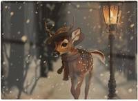 Warren Reed Fawn In A Snowy Scene Multi One Size Chopping Board 40cm