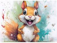 Warren Reed Happy Splashart Squirrel Multi One Size Chopping Board