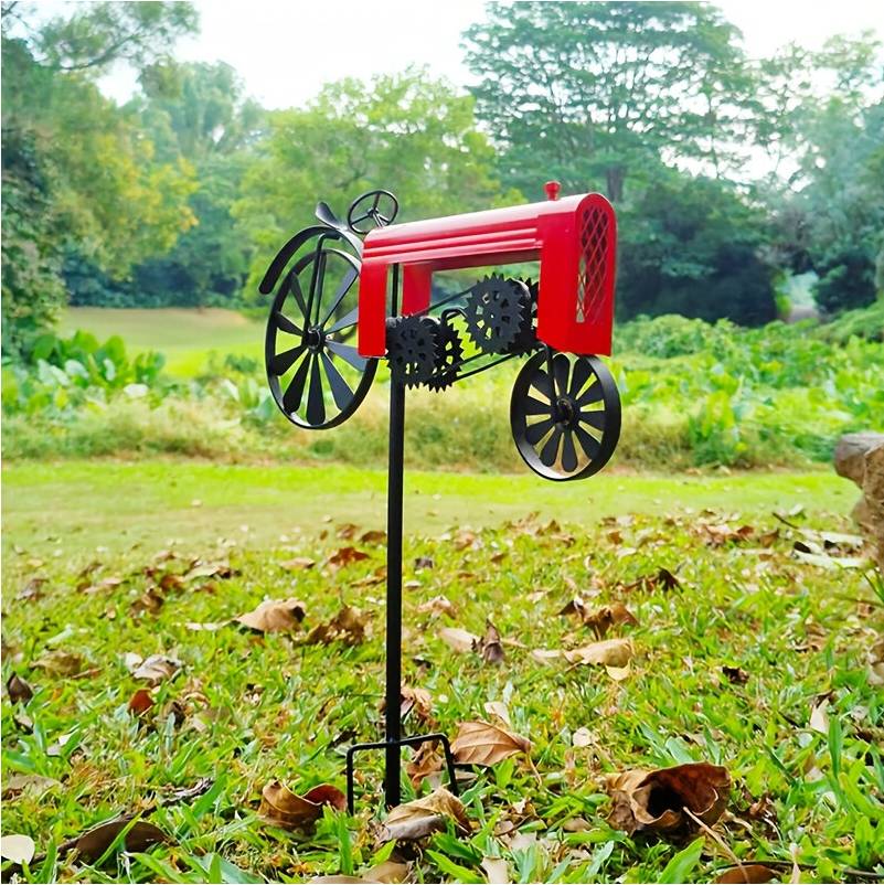 MDSRJONE Rustic Farm Red Tractor Wind Spinner