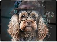 Warren Reed Cockapoo Dog With Glasses Splashart One Size Chopping Board