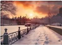 Warren Reed A Snowy Walk In London Multi One Size Chopping Board