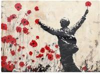 Warren Reed Inspired Poppy Fields Red One Size Chopping Board 40cm